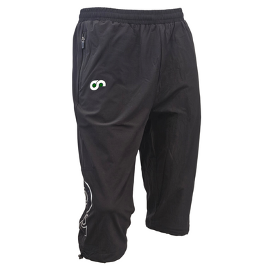 Black 3/4 pants with a logo on a white background