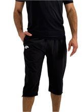 Load image into Gallery viewer, Long Black Shorts with Light Blue Mesh
